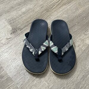 Vionic Tide II Orthoheels Flip Flop Womens Size 8 Blue Sequin 44TIDESQ